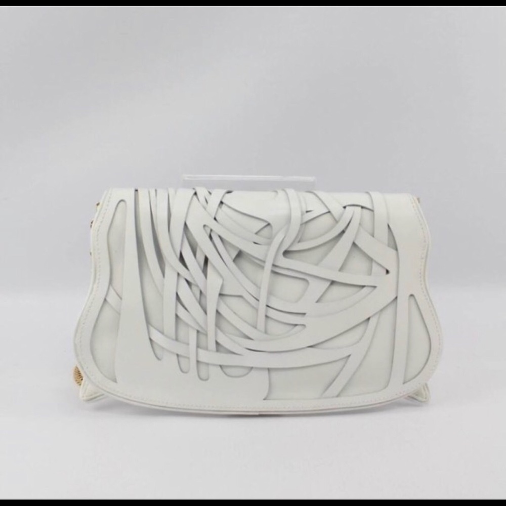 NWT SWAROVSKI Gold Chain White Clutch - Picture 3 of 3